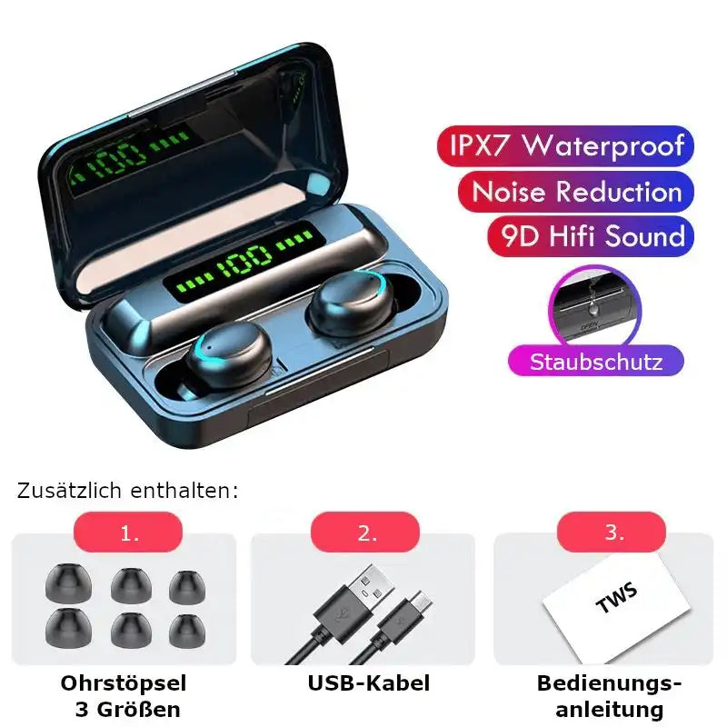 Bluetooth Kopfhörer In Ear Dunkelgrau mit Ladecase