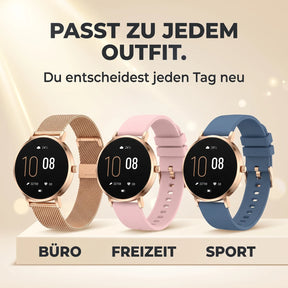 Passt zu jedem Outfit – Amory 5 Mini mit Milanaise-, rosa und blauem Silikon-Armband für Büro, Freizeit und Sport