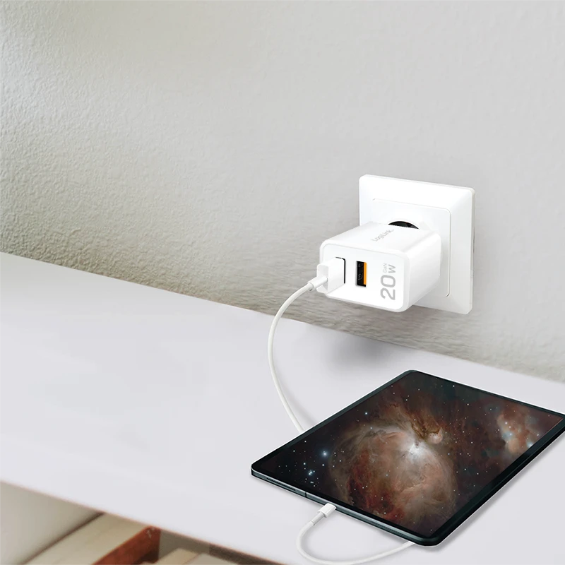 USB Adapter USB-C + USB Schnellladen 2 Ports LogiLink Quick Charge